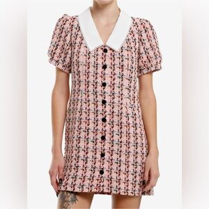 Pretty Damage Pink Tweed Collar Dress